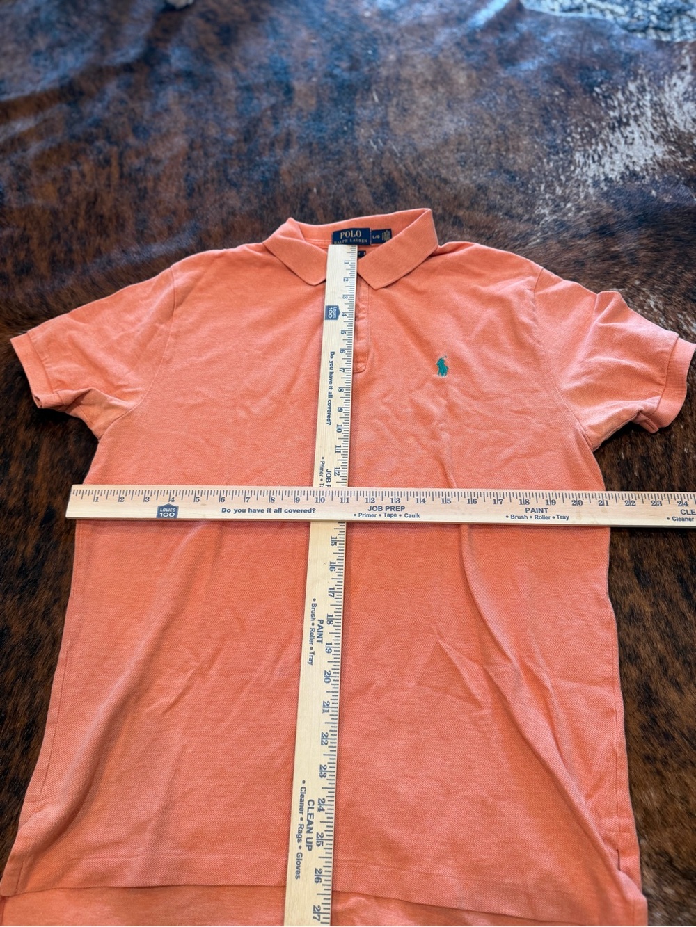 Polo Ralph Lauren Polo Shirt Mens Sz Large Orange Teal Pony Classic Fit Preppy - Picture 3 of 9